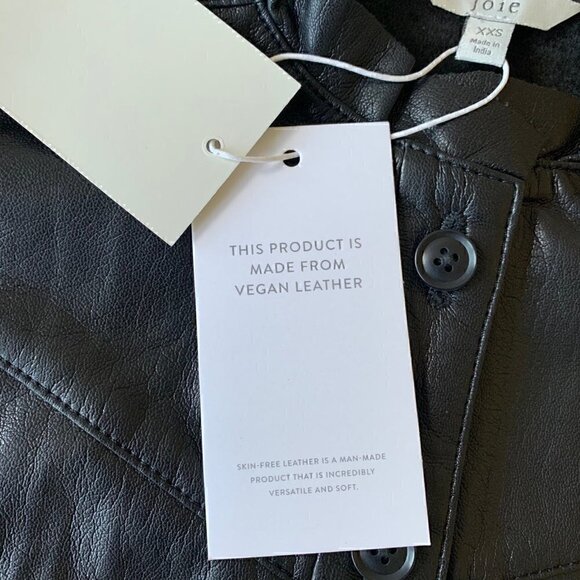 Joie Black Vegan Faux Leather Orien Flutter-Sleeve Top - Women & Juniors XXS - Picture 12 of 12
